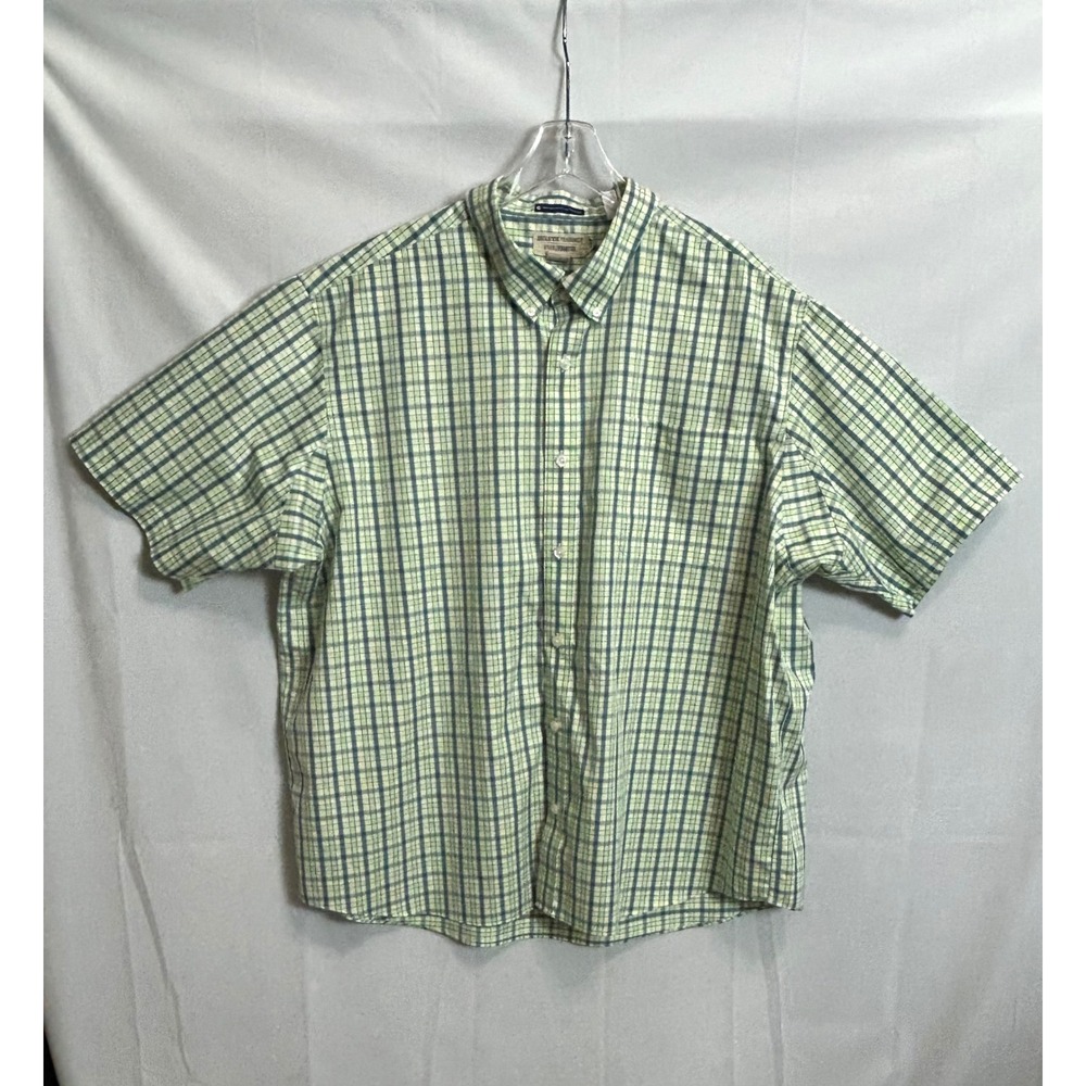 Duluth Trading Co Wrinklefighter Plaid Shirt 3XL Mens Green MagnaReady Magnetic